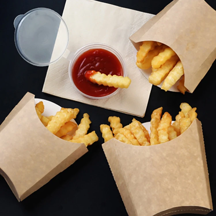 Disposable Chicken Rice Flower Box Potato Chip Cone Box Food Churros Packaging Kraft Paper Custom Different Shape Freely Samples