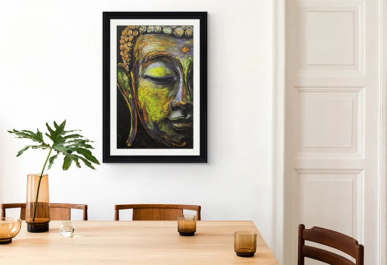 The Buddha painting Wall painting Framed Canvas Wall Art. 3D Giclee Printed Brushstroke Texture that Resembles Hand Painted Oil