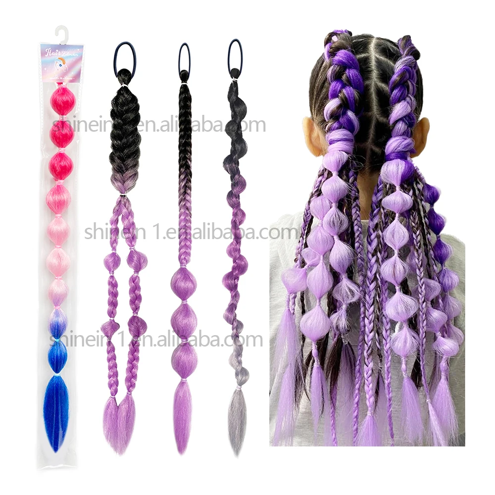 High Quality Rubber Band 24inch Crochet Jumbo Braid Ponytail Long Synthetic Ponytails Hair Extensions for Woman