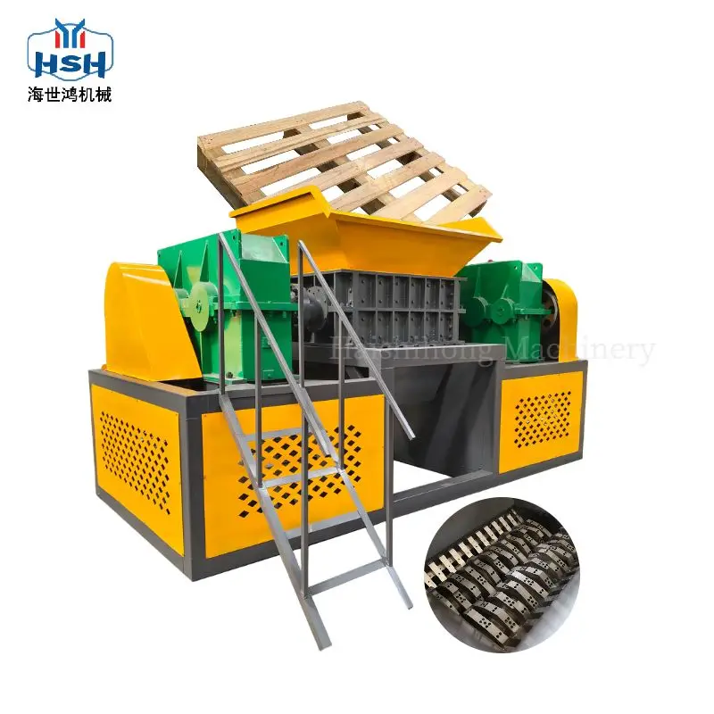 Automatic twin-shaft wood pallet wood garden tree shredder shredder machine for shredding wood
