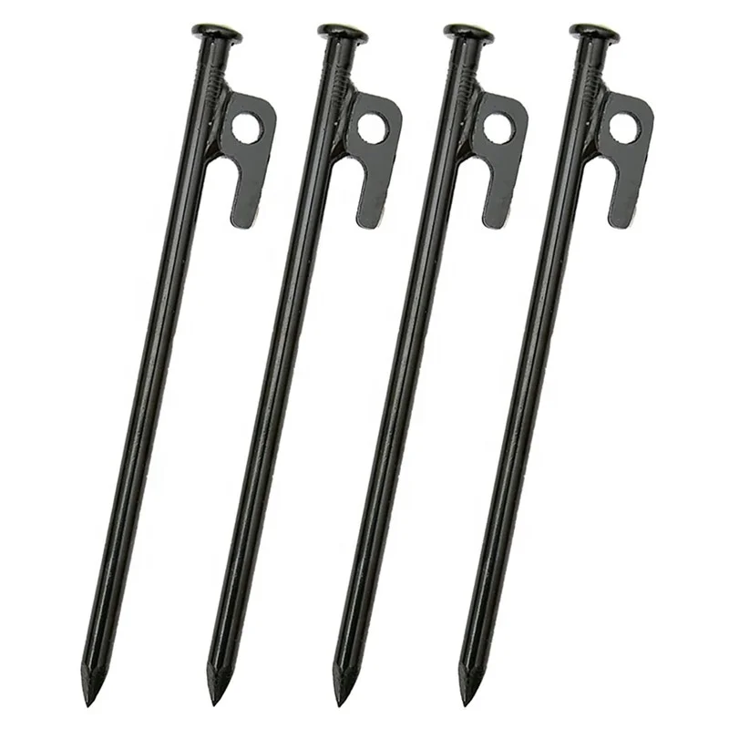 Wholesale Inflexible Tent Stakes 20CM Heavy Duty Metal Tent Pegs for Camping Steel Tent Stakes Unbreakable