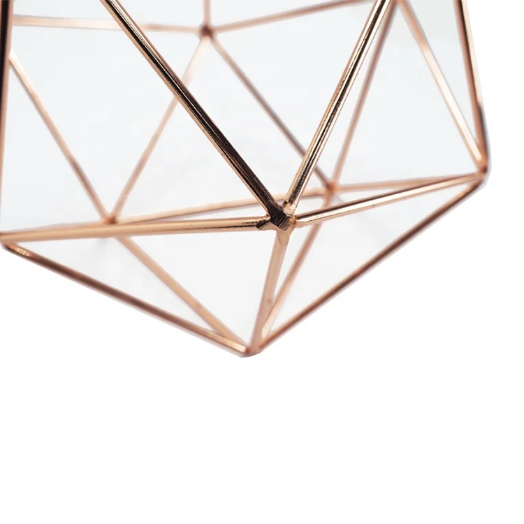 Wholesale gold wedding geometric handmade flower terrarium without glass geometric decor