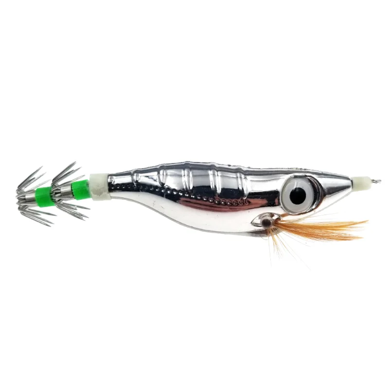 High quality Luminous Sound Bead Wooden Shrimp Wobbler Egi Squid Hook Jig Cuttlefish Octopus Sea Fishing Lure Bait