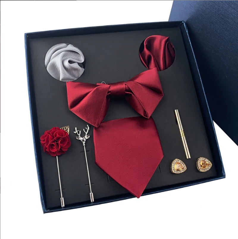 Luxury Best Gift Men Bow Tie Necktie Brooches Set Paper Packaging Box for Tie