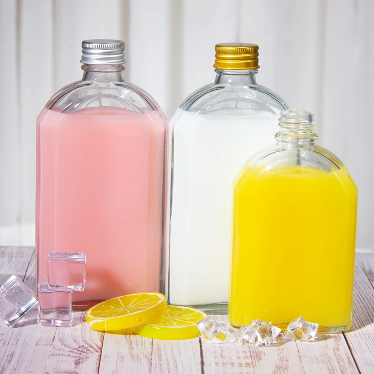 Factory Price 100ml 200ml 350ml Clear Wine Beverage Cold Brew Coffee Juice Flat Glass Bottle for Liquor