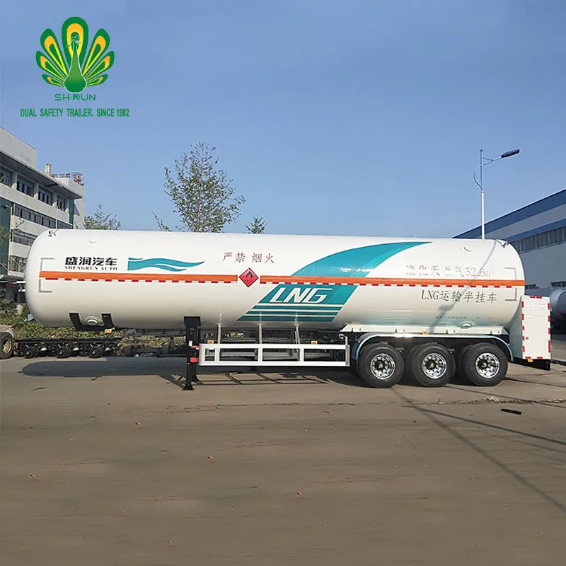 China factory shengrun 3 axles Cryogenic liquid LNG gas tanker trailer truck with ASME