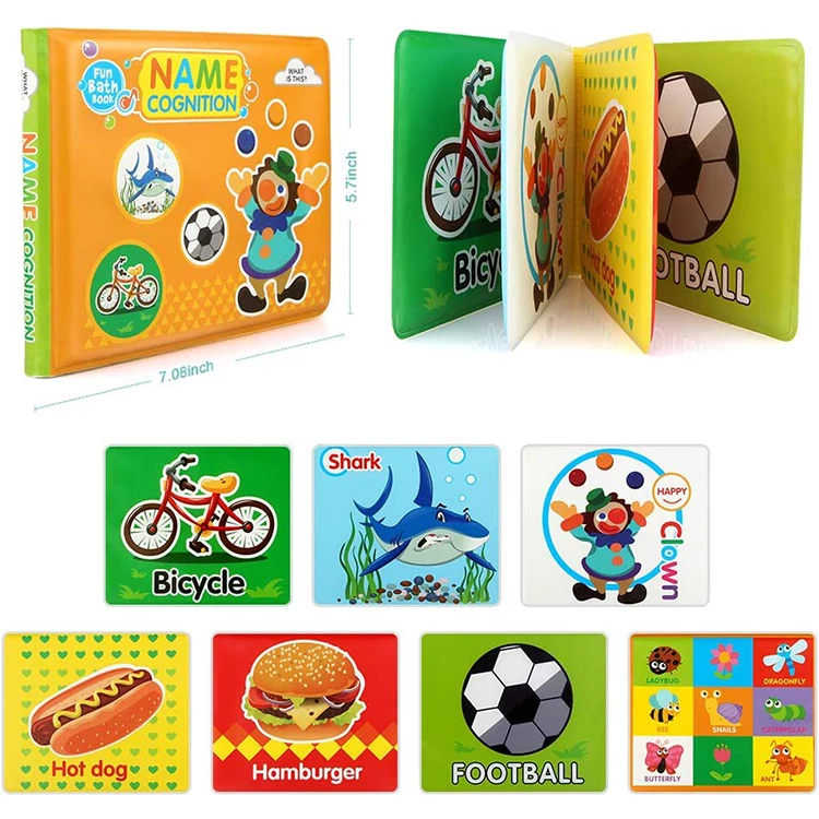 Eco-friendly durable soft non-toxic plastic fiber baby bath book for early education