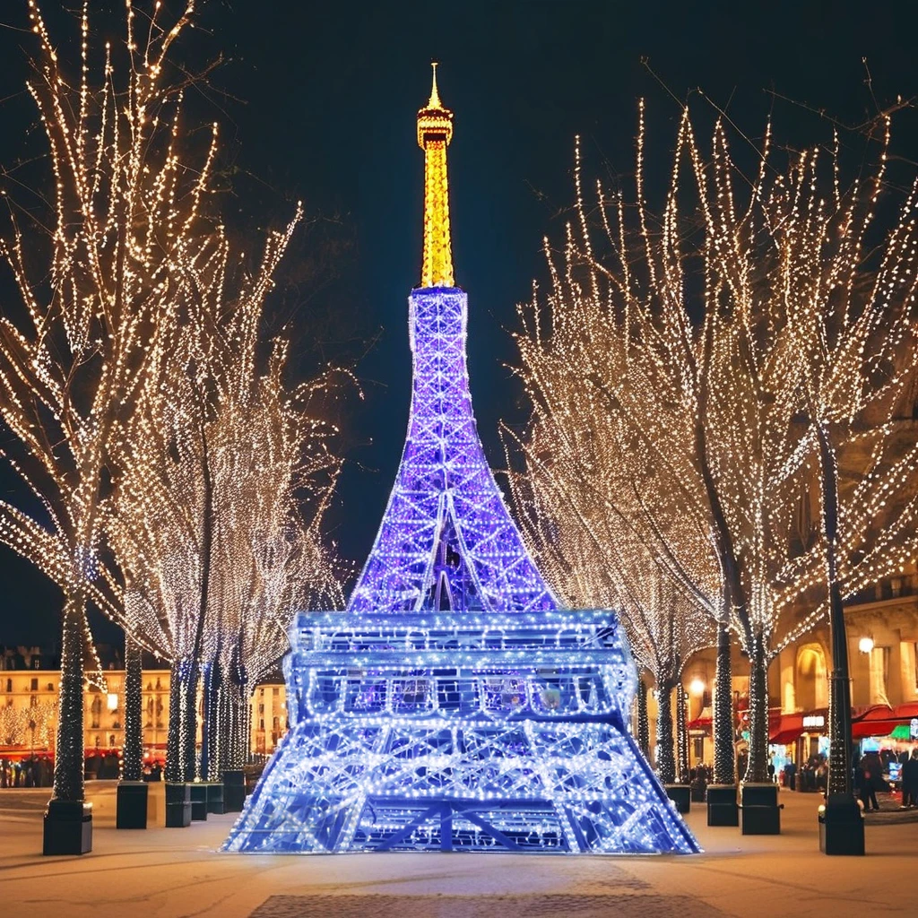 Customization Large metal frame 3D LED tower Waterproof christmas lights motif outdoor for festival decorative lighting