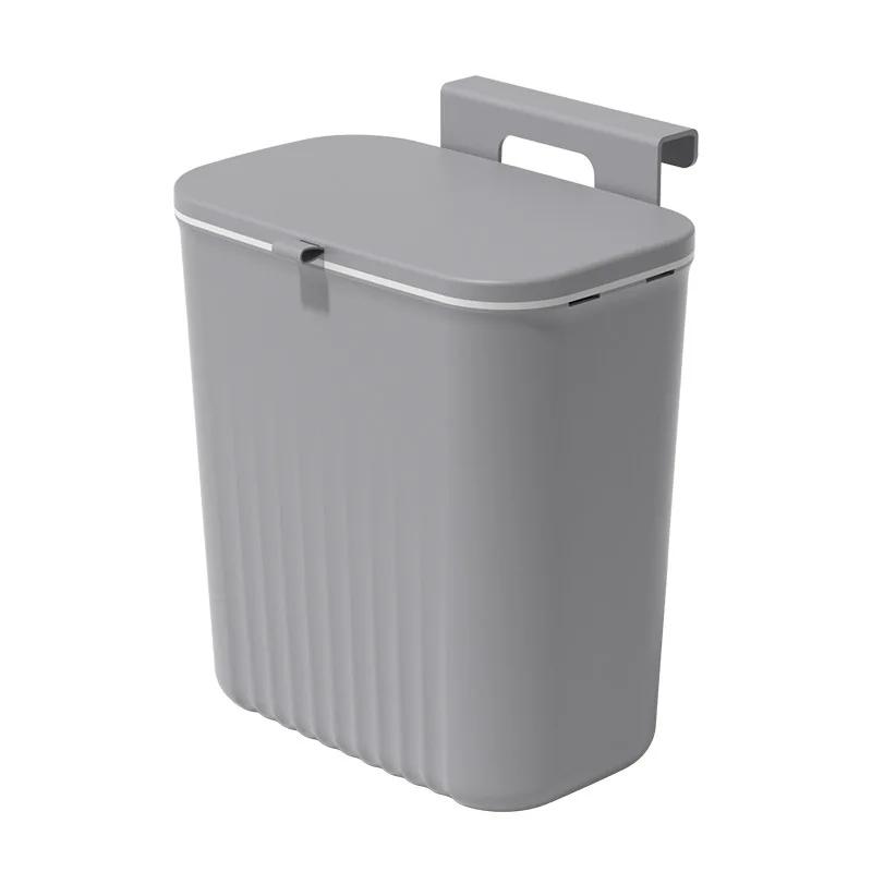 No-punching Wall Mounted Trash Can Waste Garbage Management Bin PP Plastic New Fashion with Cover Lid Kitchen Bathroom Office