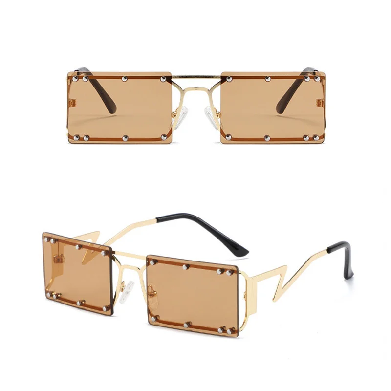 Small frame square metal rivet sun glasses fashion personality eyeglasses modern fashion sunglasses