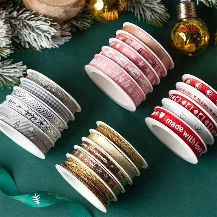 
Beheart Colors Christmas Hot Stamping Bow Diy Packaging Cake Box Decoration Ribbon Mixer 