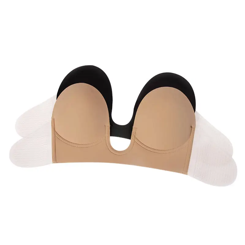 Plus Size Silicone Adhesive Bra Invisible Lift Strapless Backless Plunge Push Up Sticky Bra