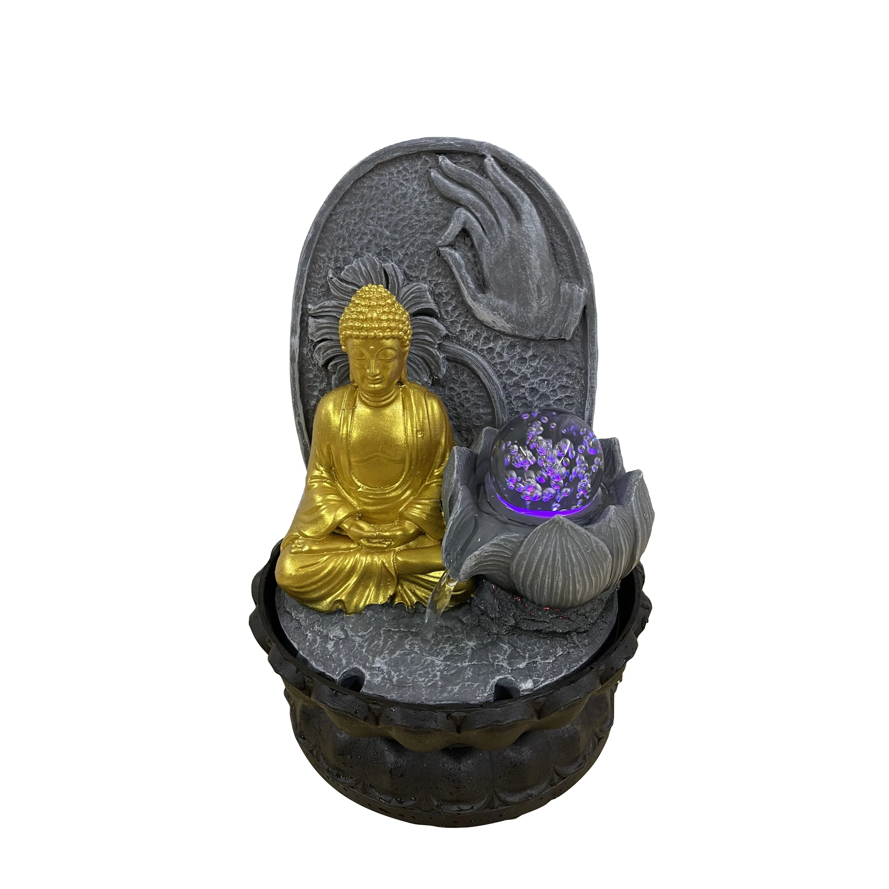 Buddha Style Polyresin WaterFall  Table Top Water Fountain for Home and Garden Decoration