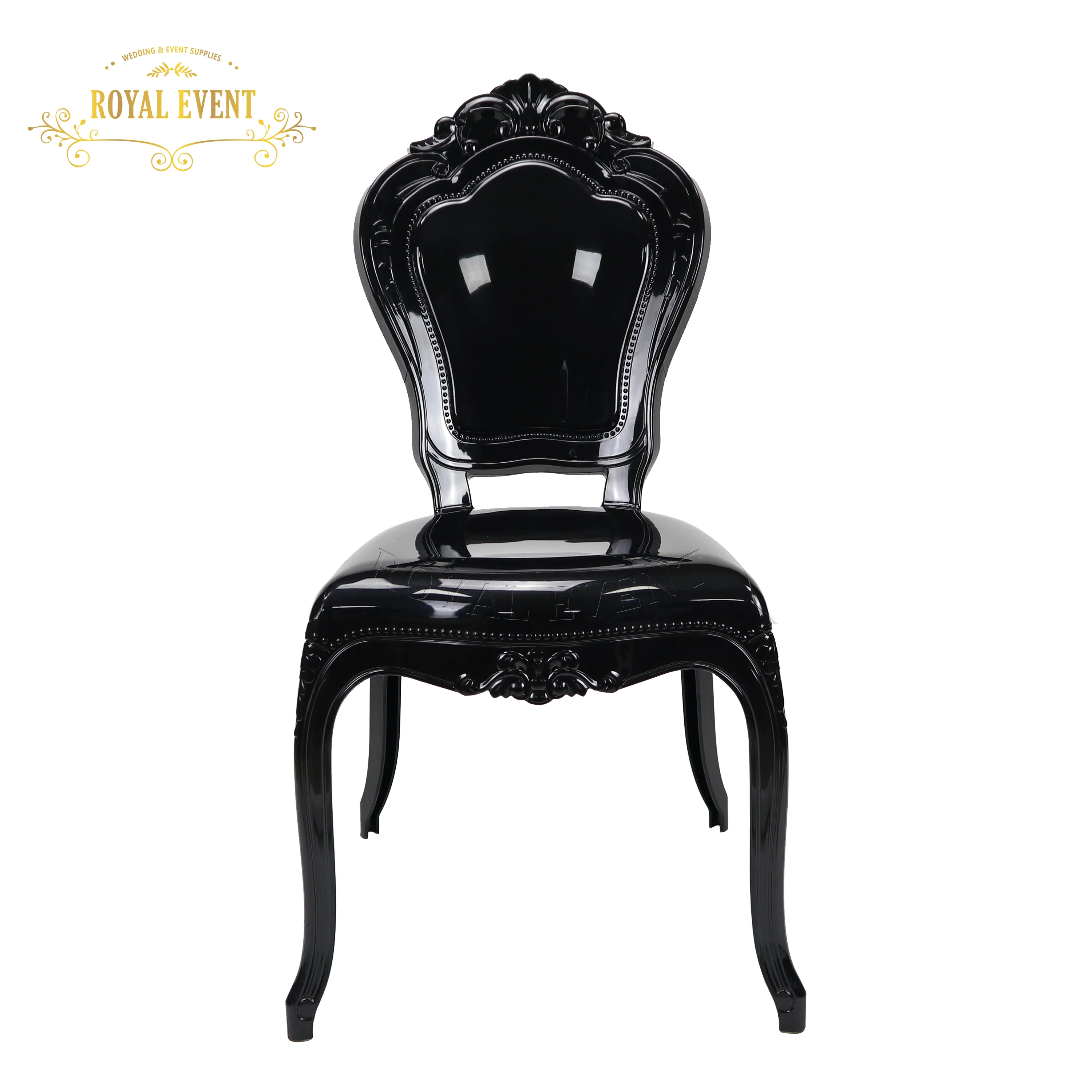 Wholesale Hotel Event Chair Wedding Dining Chairs Party Used Princess Chair Chaise Silla Wedding Decoration Resin Black