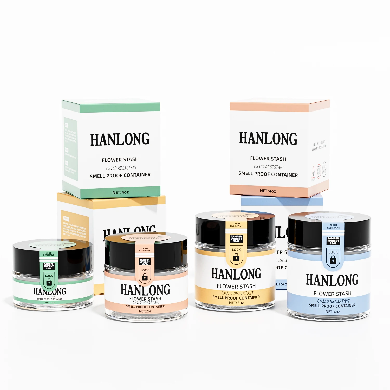 cheap 1 oz 2 oz 3 oz 4 oz Clear Child Proof Resistant Glass Jars with Lids