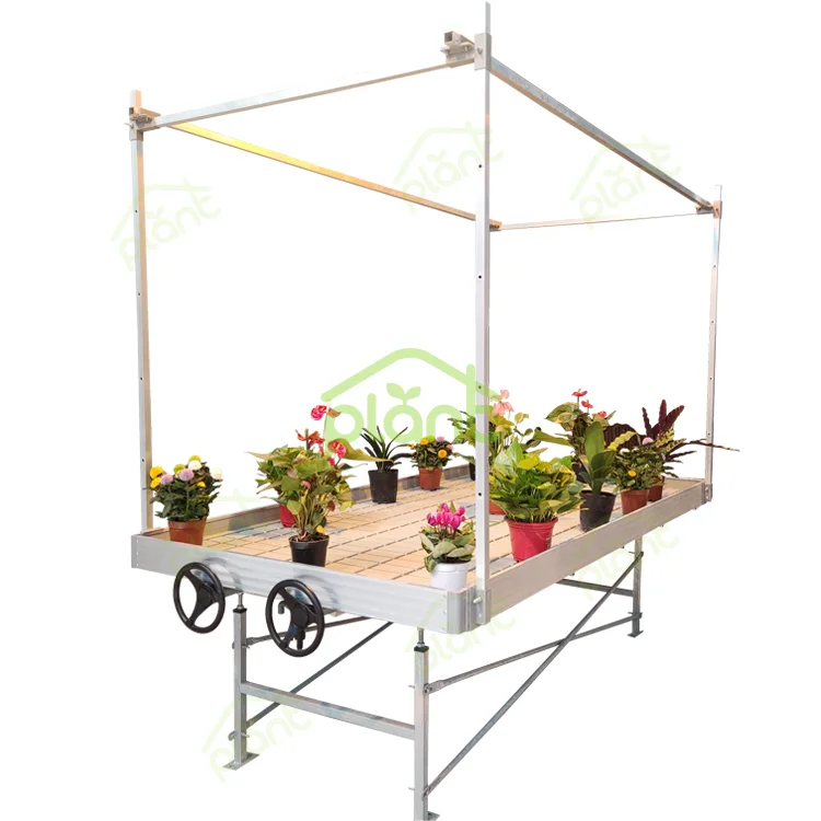 Factory Direct Sale 4x8ft hydroponic rolling benches Ebb Flow Flood Tables with Vertical Poles