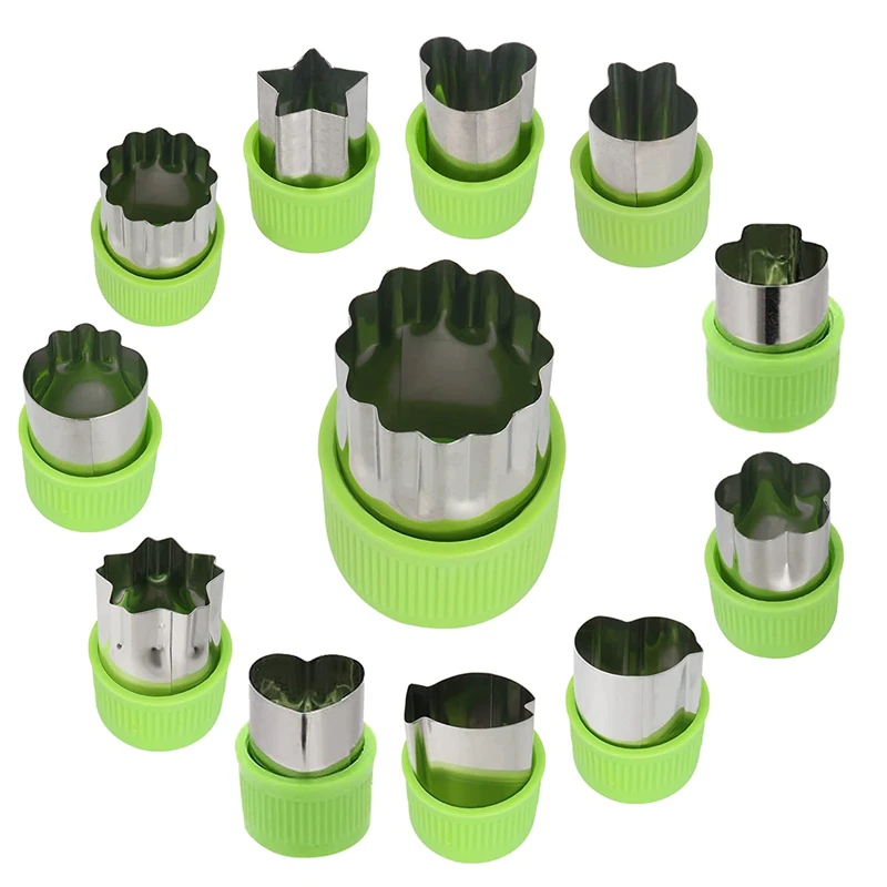 Home Kitchen Fruit and Cookie Pastry Stamps Mold for Kids 12pcs Cutter For Vegetables Mini Vegetable Cutter Set