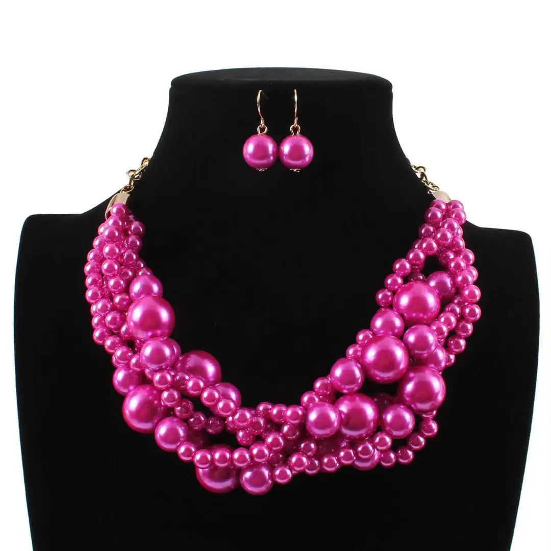Pearl Necklace Earring Jewelry Set Available in Different Color Pearls Jewelry Accessory for Woman