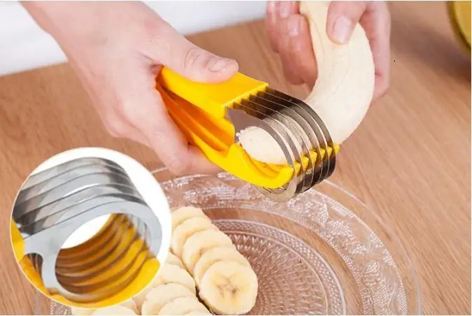 2023 Brand New Multifunction Banana Slicer Stainless Steel Fruit Salad Peeler Cutter Easy Handle Vegetable Chopper Kitchen Tools