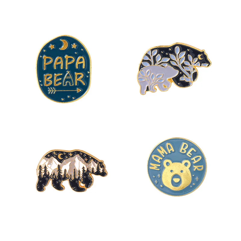 European and American new baked paint letter brooch creative cartoon polar bear shape alloy animal badge clothing Enamel Pins