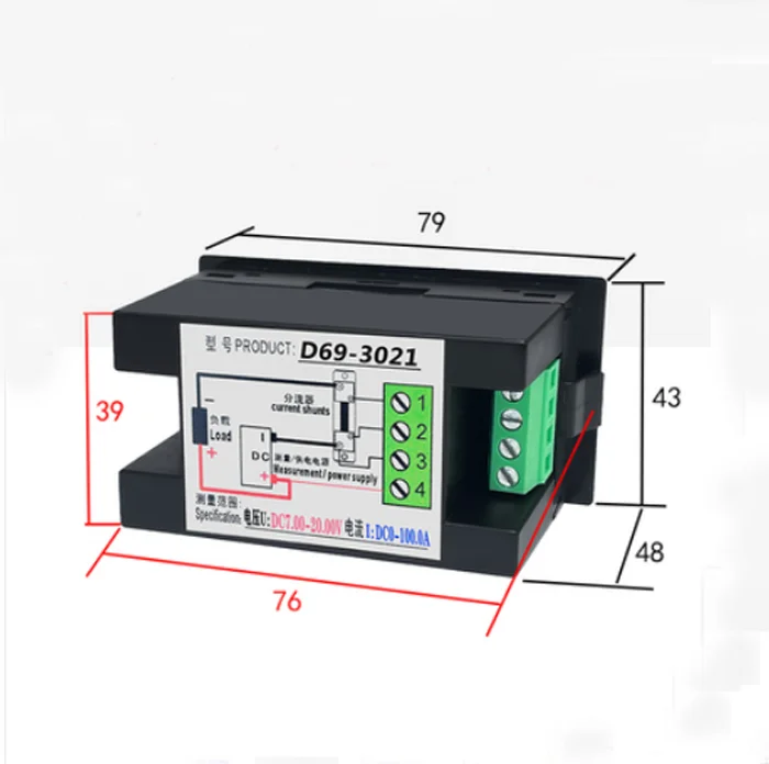 DC 14-600V 50A напряжение и амперметр ЖК-дисплей цифровой измеритель D69-3065 многофункциональная