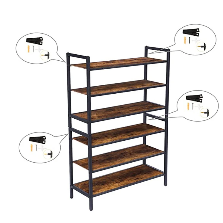 
Three tier stackable Industrial durable easy assembly closet shoe rack wooden 