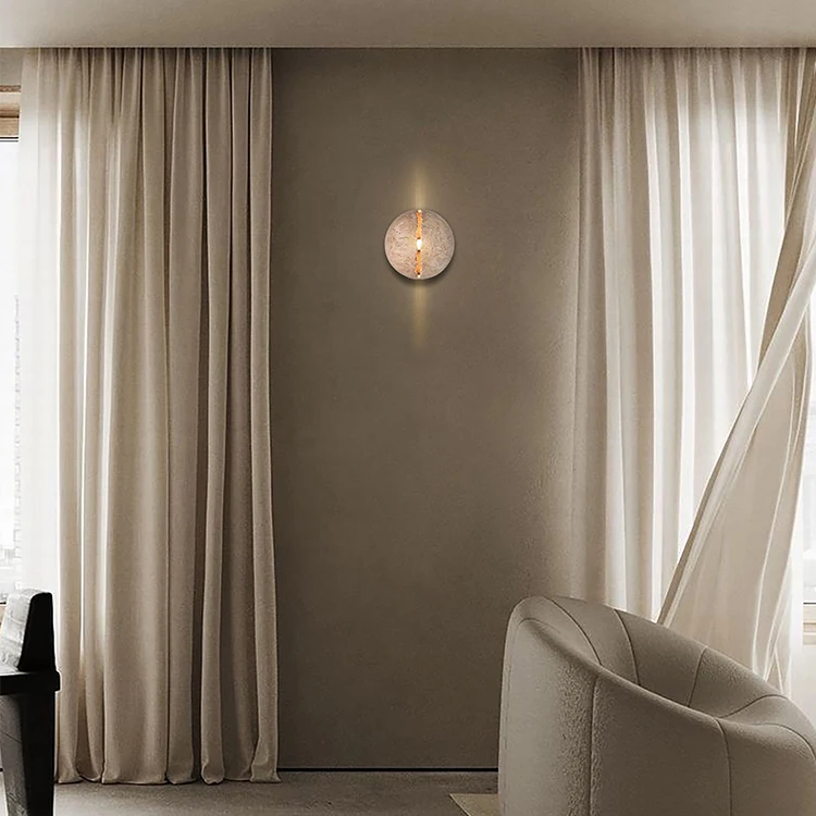 New Arrival Creative Crack Design Home Decorative Semicircle Travertine Marble Wall Sconce Lamp