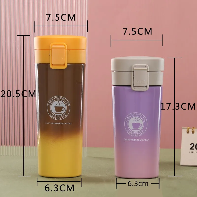 New bouncing Lid stainless steel thermal insulation Gradient double wall vacuum oem portable travel coffee mugs