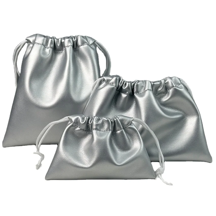 Custom New PU beauty bag luxury Makeup Gift Bag Dust Leather Bag drawstring travel brush toiletries pouch custom cosmetic pouch