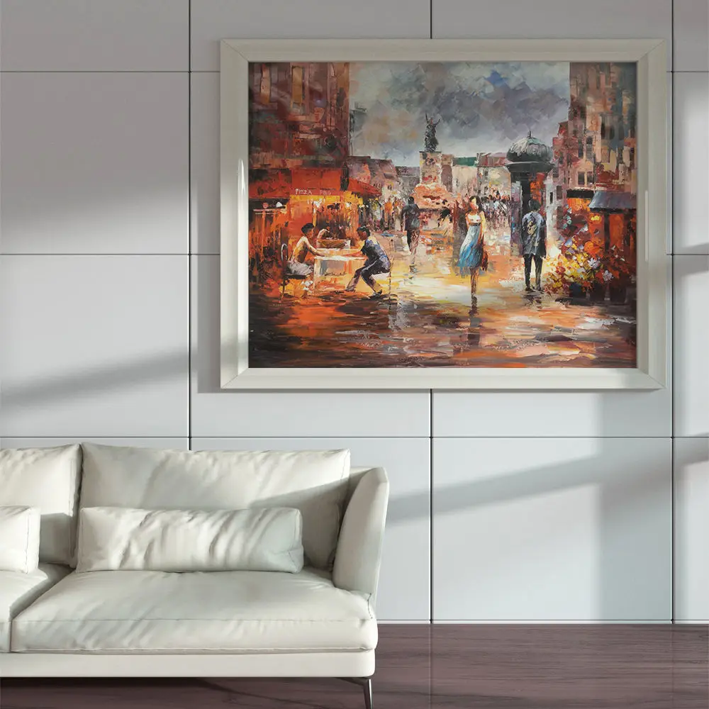 Wholesale Custom Abstract Canvas Wall Art Famous Paris Street Scenery Handmade Oil Painting