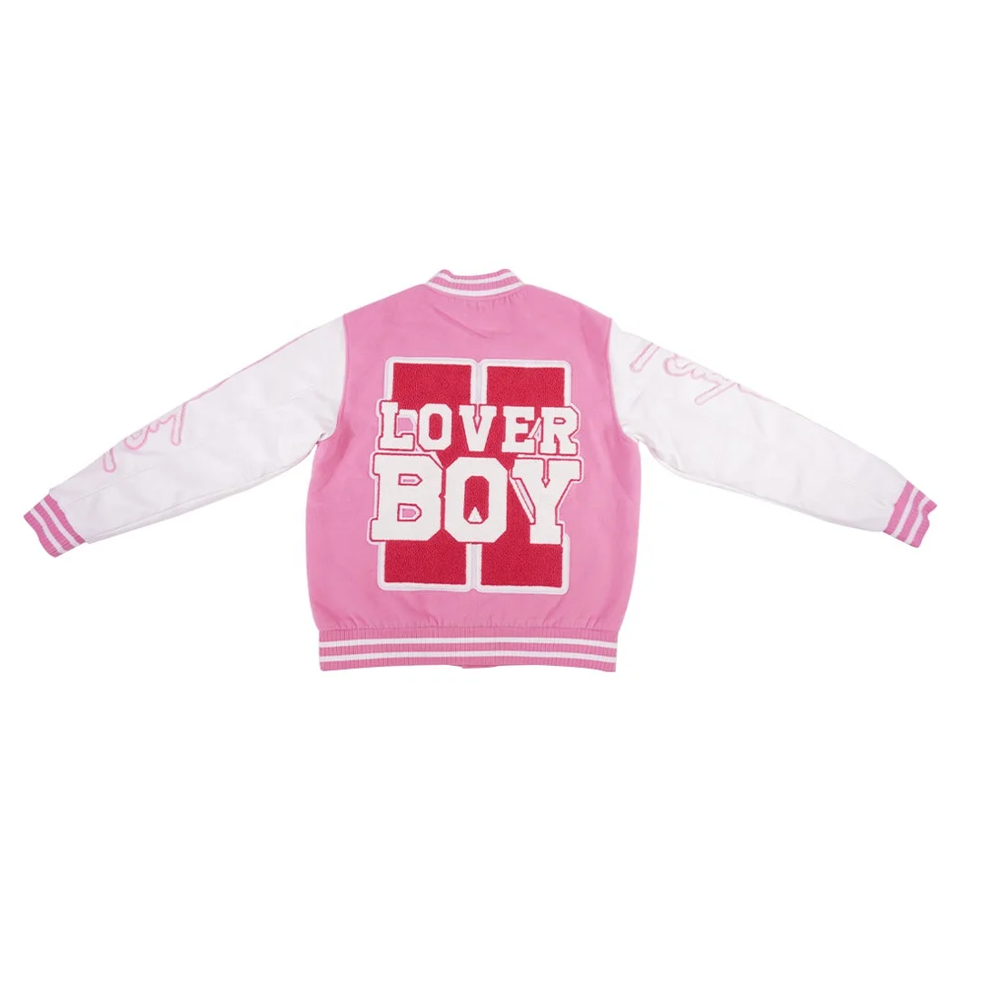 2022 Wholesale Custom Toddler Boy Girl Letterman Patched Winter Var Sity Jackets Unisex Kids Jacket