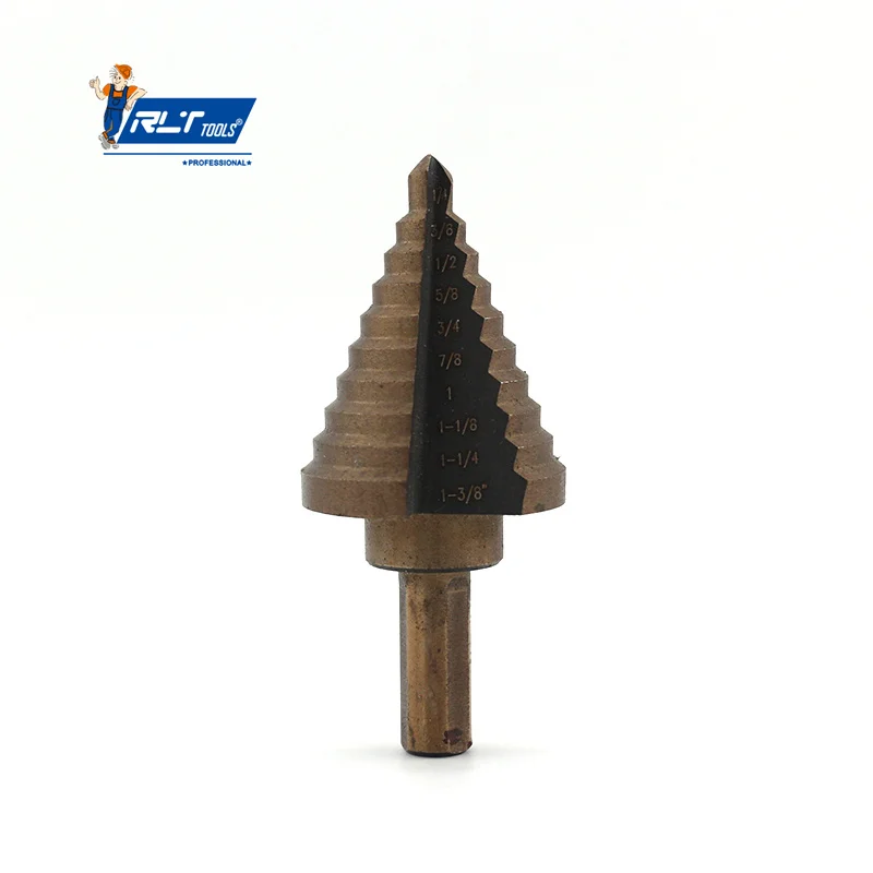 Rlt Tools High Quality 5pcs In 1 Box Pagoda Drill Wood Drill Triangular Stepped Cone Metal Drill Bit Set