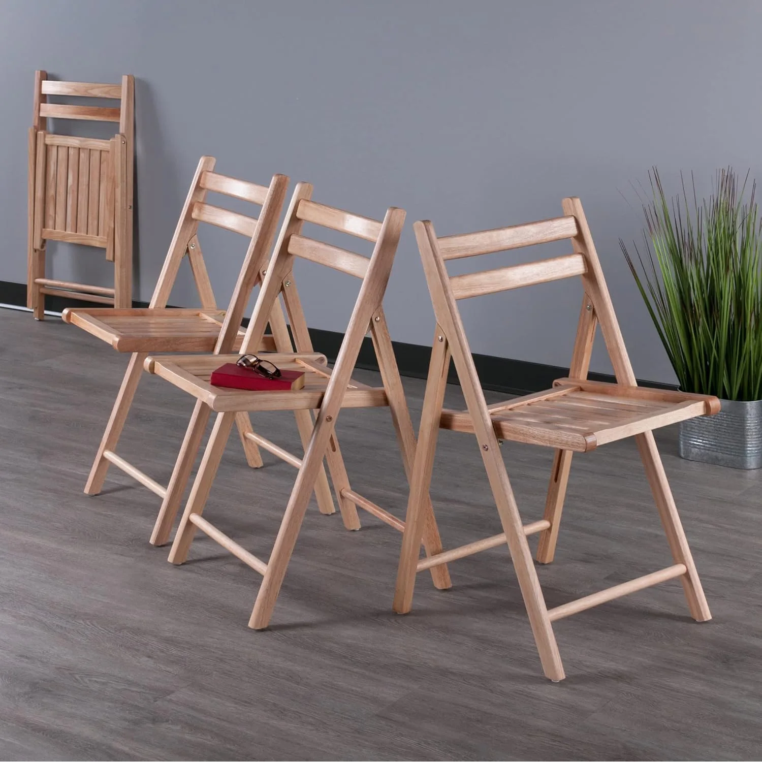 Elegant and Durable Set of 4 Wooden Folding Chairs for Household Use Lightweight and easy to move