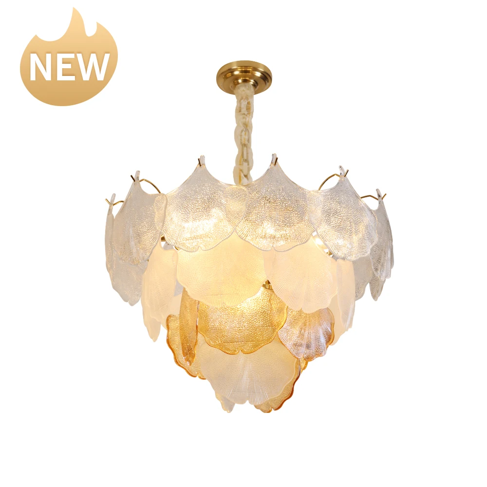 European crystal chandelier living room dining room Shell pendant lamp atmosphere glass crystals for chandeliers LED lamp
