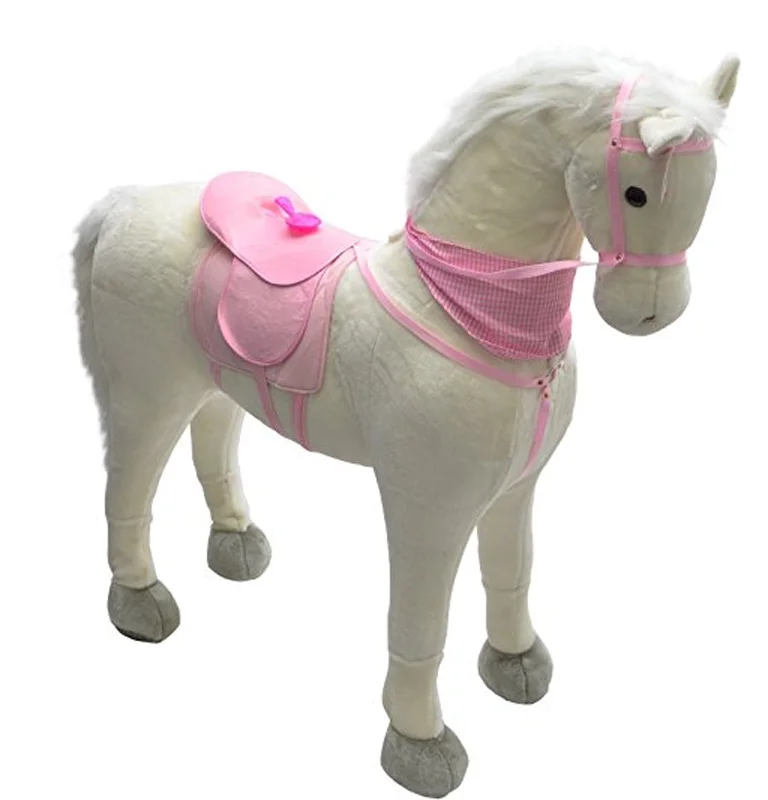70cm beautiful customized stuffed plush standing horse doll toy with colorful knitted windbreak&hood,slacks,sports shoes