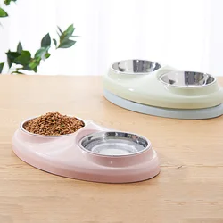 Amazon Hot Sale Stainless Steel Taiji Double Pet Bowl Dual Purpose Plastic Dog Cat Feed Bowl from Pet Supplies Manufacturer