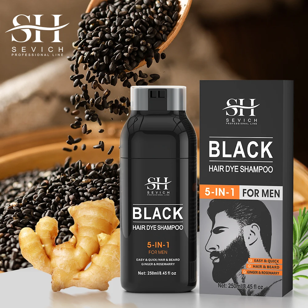 250ml Black Hair Shampoo Semi-Permanent White Hair To Black Treatment Black Hair Color Dye Shampoo For Men