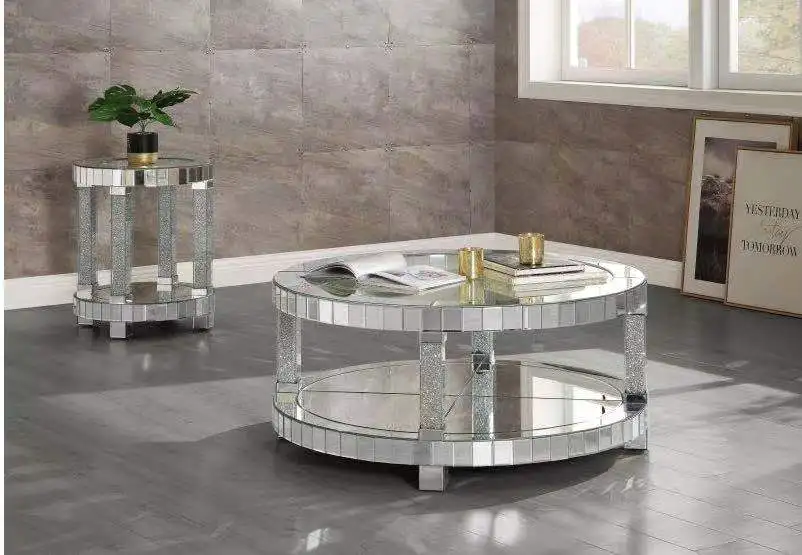 2022 new fashion  Mirrored Furniture Console Table with 3D Decorative Wall Mirror