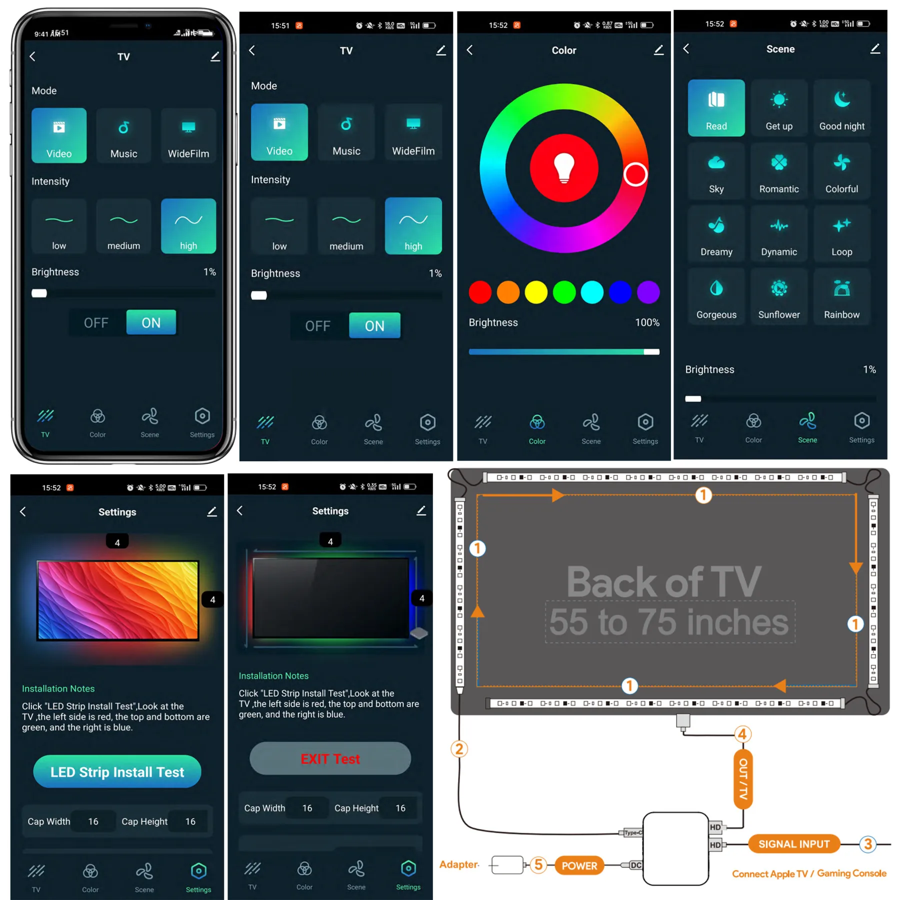 BLE 12.5ft 3.8m 12V RGBIC Wholesale 5050 Rgb Voice Music Sync Color Changing HDMI Led Tv Backlight Strip Light for Tv