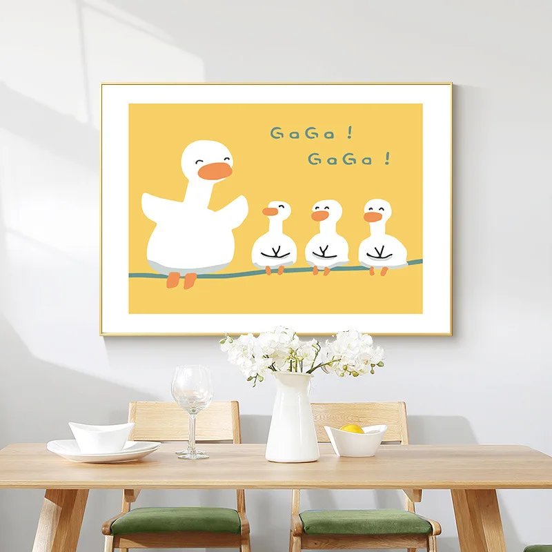 Nordic Living Room Wall Art Decorative Painting Cute Cartoon Yellow Duck Wall Art Painting House Decoration Home Decor