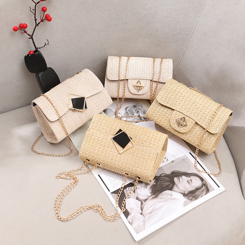 2024 High Quality Girls Fashion Shoulder Bags Single Handle Straw with Polyester Lining Latest Design Popular Price