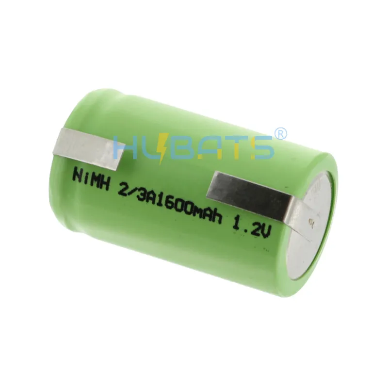 NiMH 2/3A 1600mAh 1.2V Rechargeable Battery for Airsoft Gun RC Toys 10C High Discharge Rate Flat Top