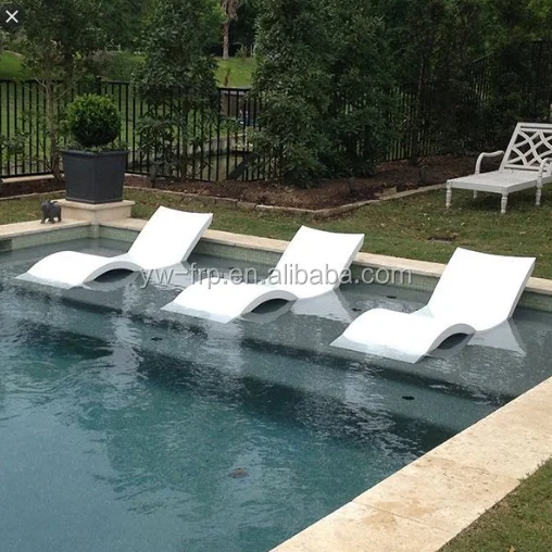 
Outdoor fiberglass sun lounger pool chair in pool water lounge bed deck chaise lounger for garden 