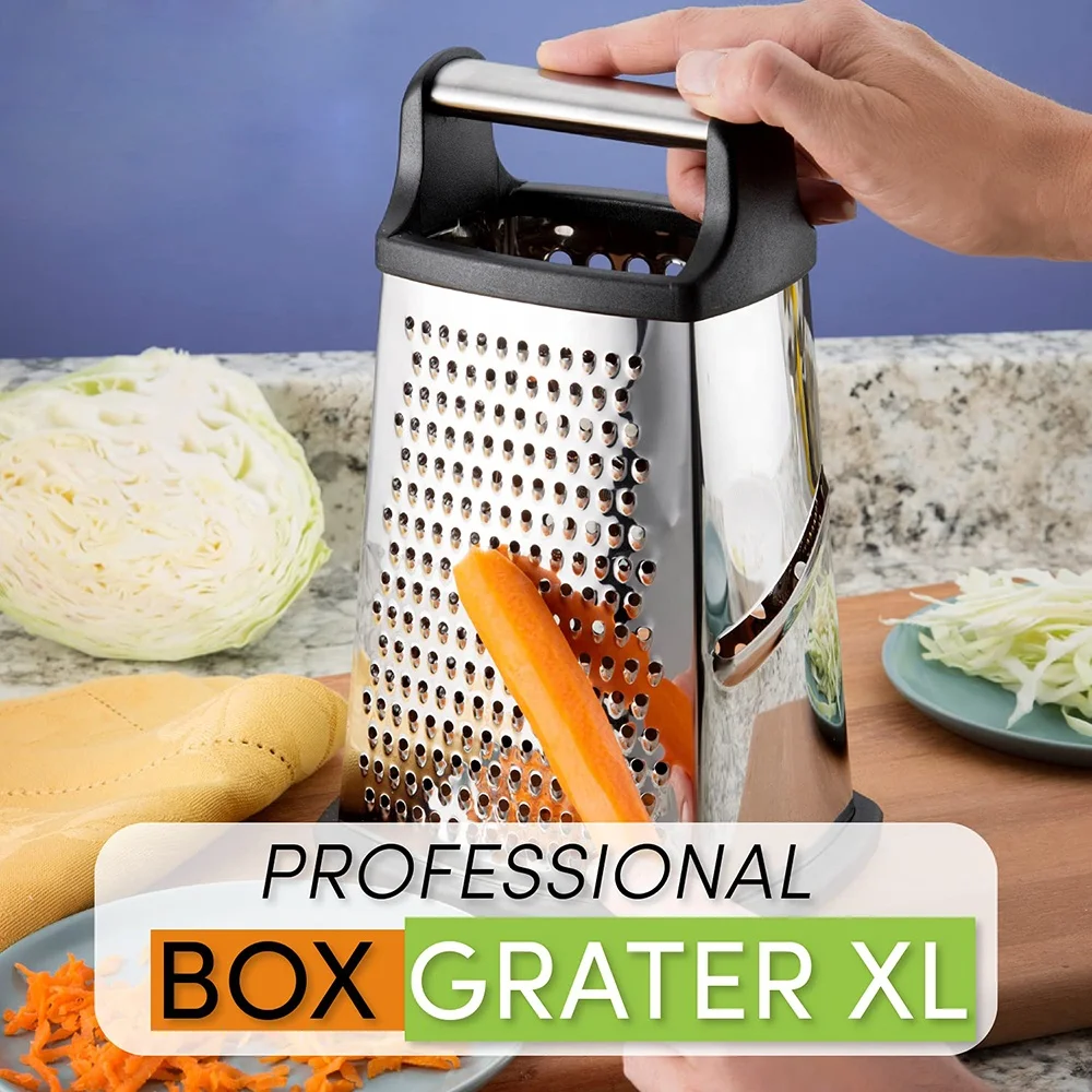 Multifunctional 4 side box grater vegetable cheese shredder stainless steel fruit vegetable peeler cheese grater for kitchen