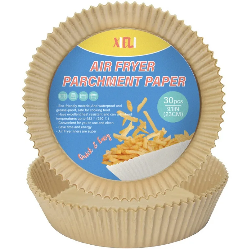 Xieli Unperforated Round Air Fryer Disposable Liner Nonstick Parchment Paper Sheets for Air Fryer Steaming Basket Baking Oven
