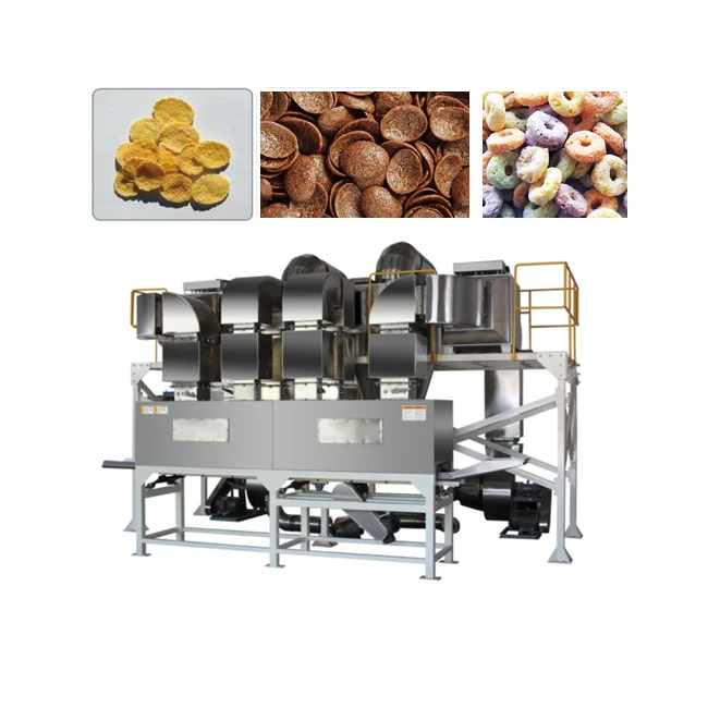 Kelloggs Bran Corn Flakes Extruder Machine/Extrusion Cereal Fruit Loops Production line Made in China