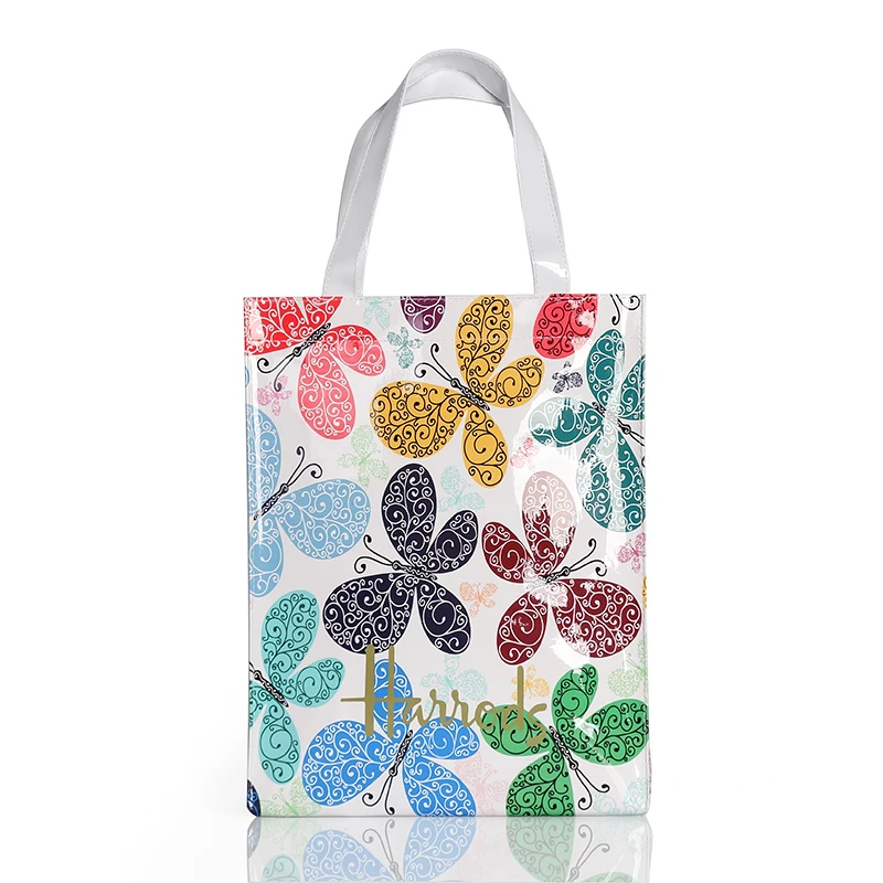 London Style PVC Reusable Shopping Bag  Eco Friendly Flower Shopper Bag Waterproof Handbag Lunch Tote