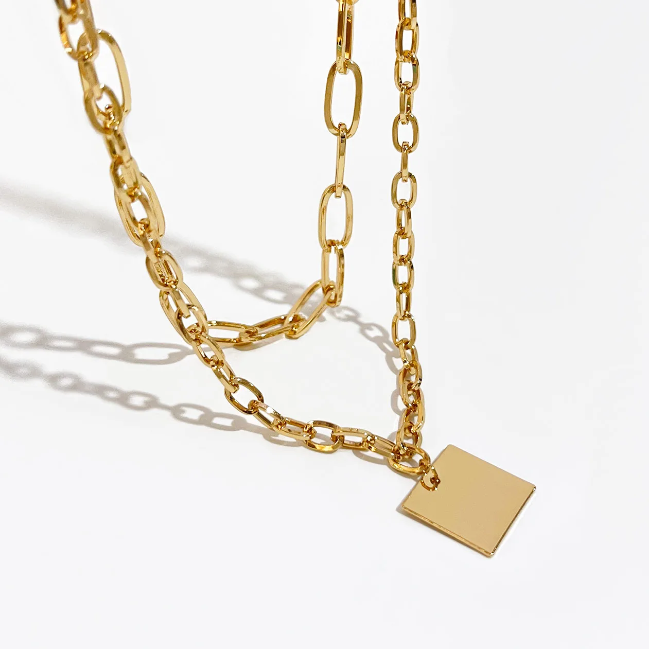 Chunky Thick Chain Square Medallion Necklaces Female Double Layered Choker Women Statement Punk Vintage Fine Jewellery Wholesale