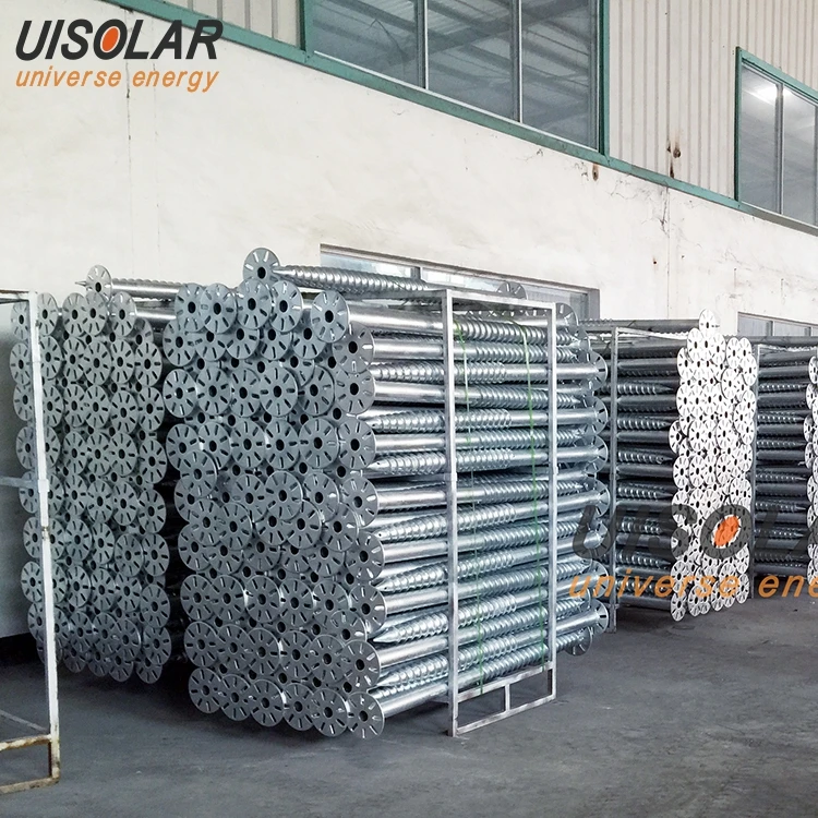 UISOLAR High Quality 76MM Q235 Galvanized Steel Earth Anchor Ground Screw Piles With Flange For House Foundations