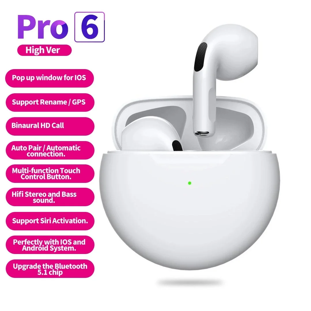 Hot Selling Earbuds Tws Pro 4 Pro 5 Pro 6 Bt5.0 Siri Earphone Touch-controlled Earphone Wireless Earphone Pro4 Pro5 Pro6 Tws